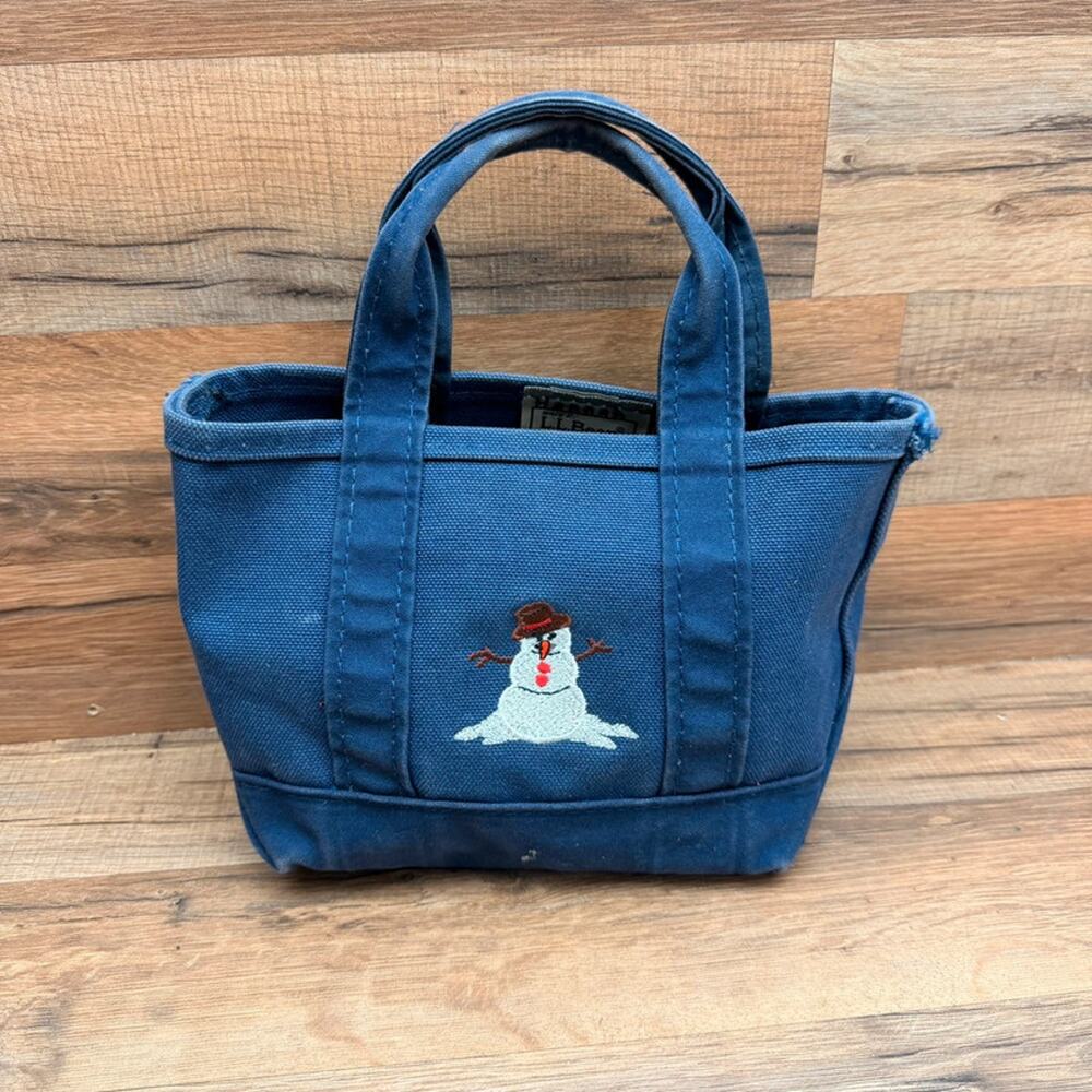 LL Bean Boat & Tote Small Navy Blue Bag Canvas Made in USA